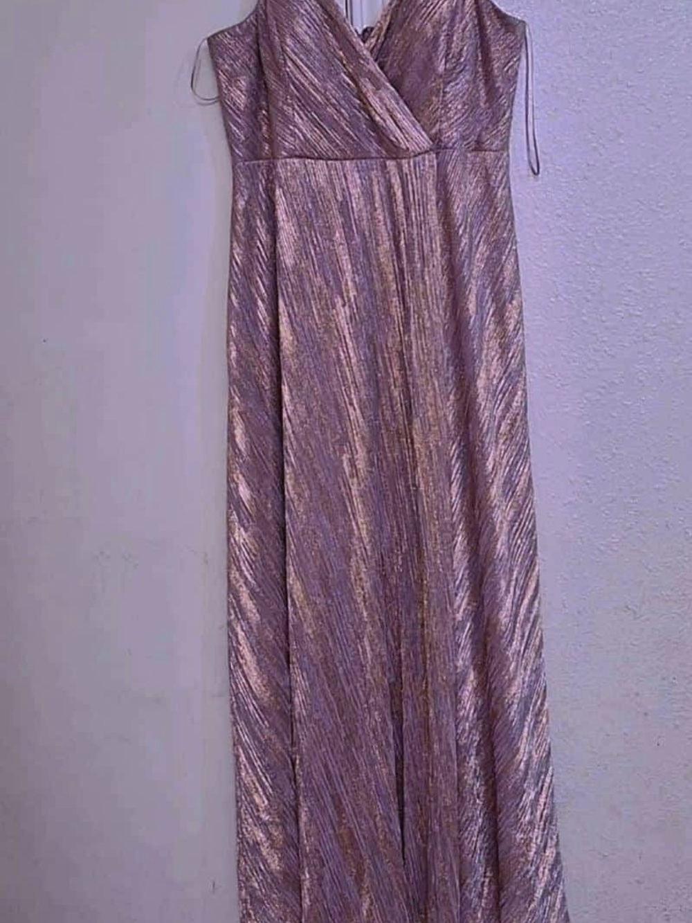 Night Way Collections Metallic Lavender and Gold Maxi Dress